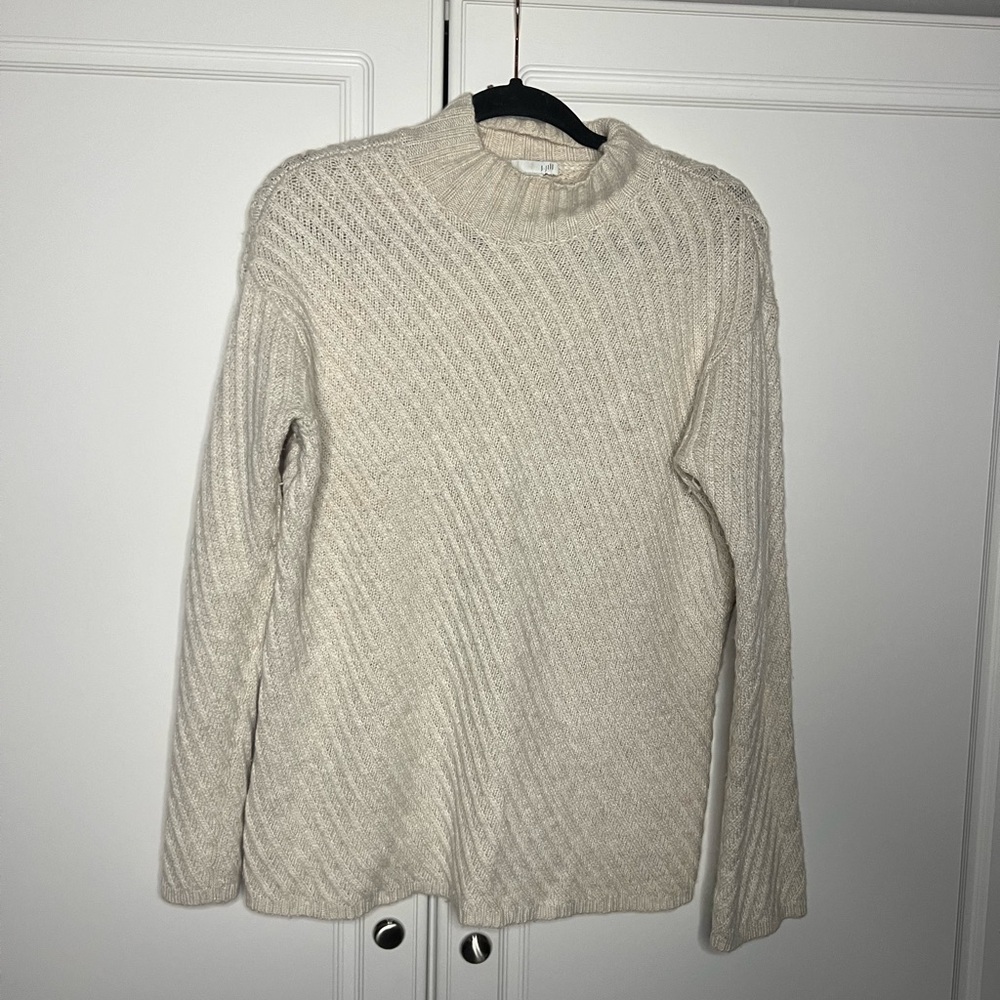 J. Jill Wool Cashmere Ribbed Diagonal Sweater